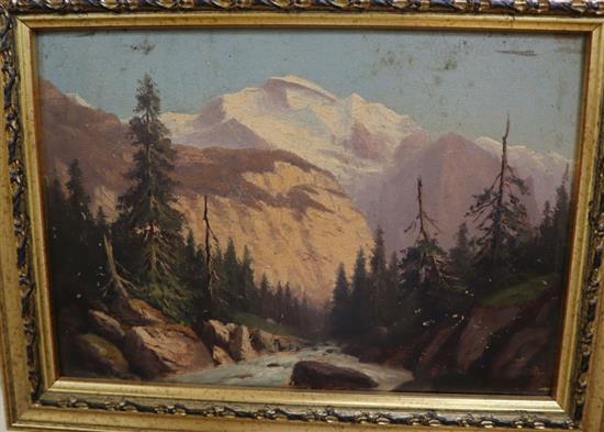 German School (19th century), two Alpine scenes, oil on panel, 20 x 29cm and 14 x 20cm